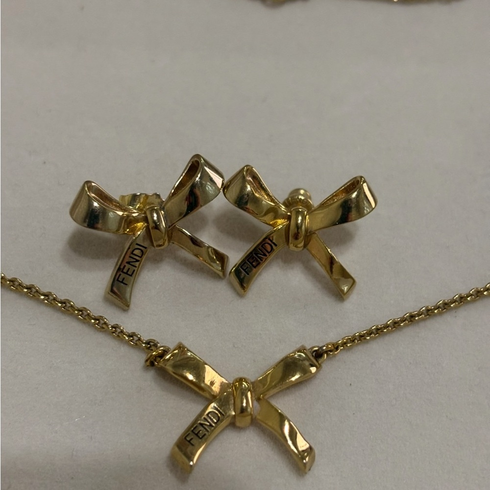 Fendi Gold-Tone Bow Necklace - Picture 9 of 9